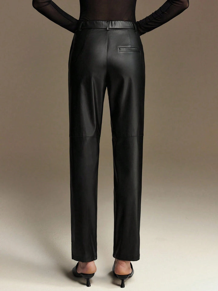 Pantaloni imitație de piele SHEIN, negru