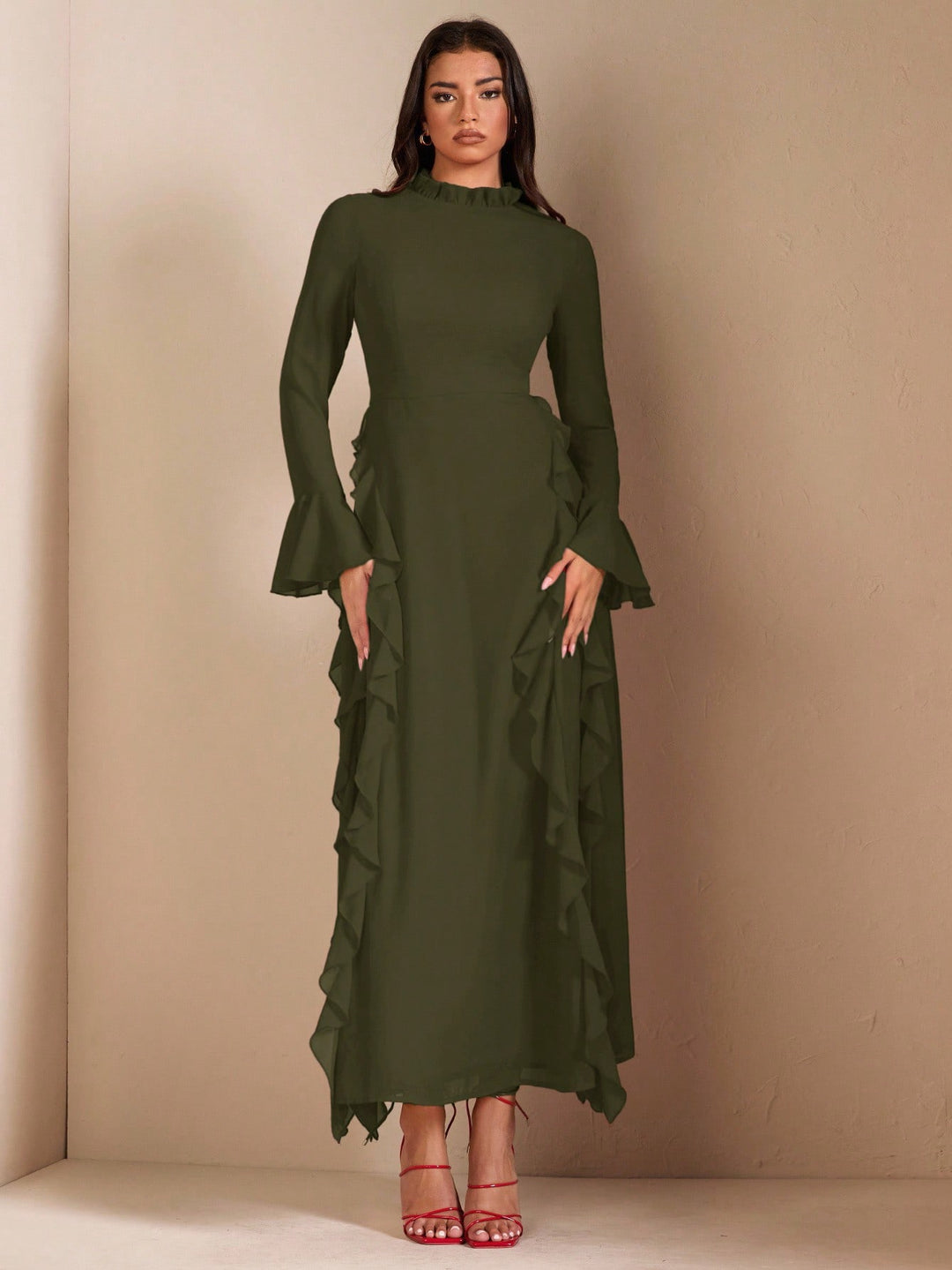 Rochie maxi SHEIN, kaki