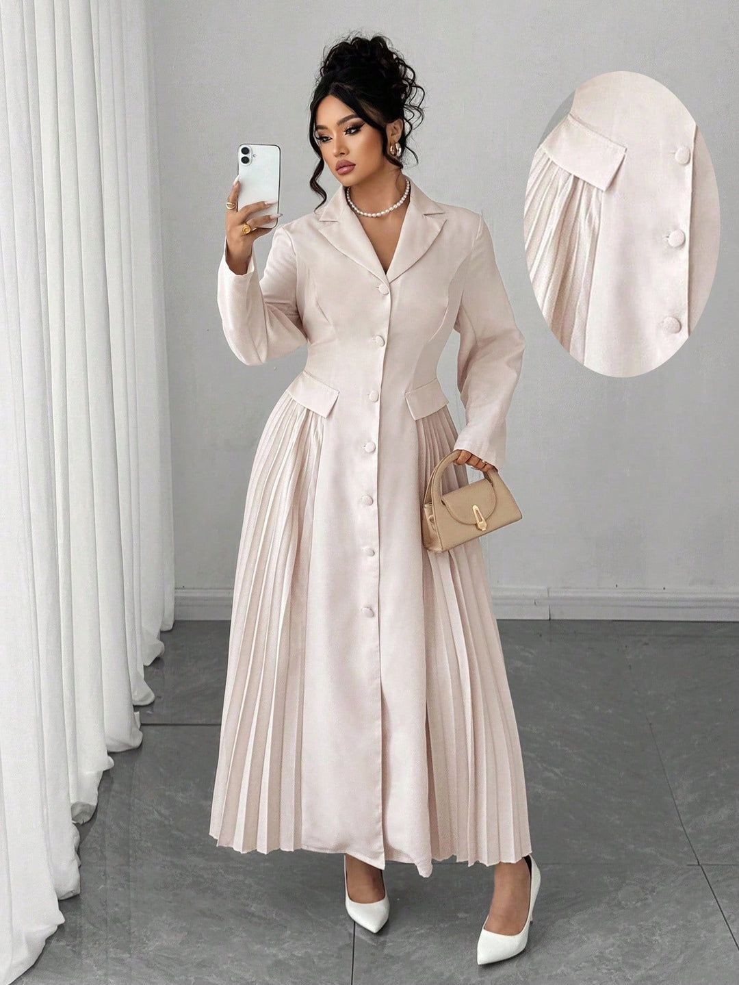 Rochie maxi SHEIN, crem