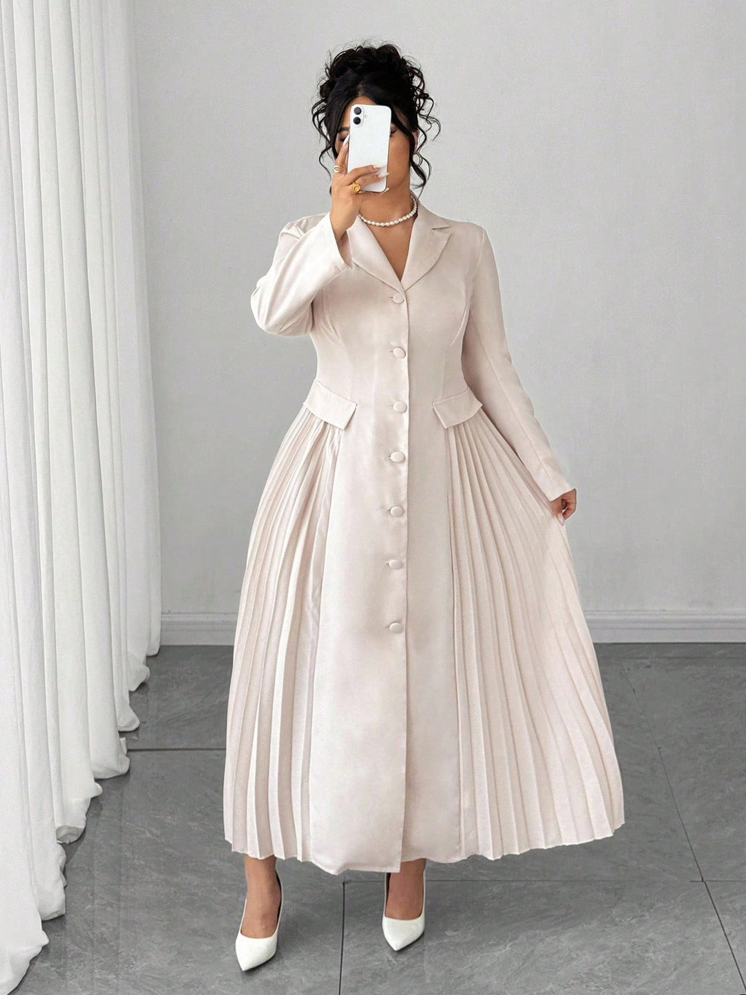 Rochie maxi SHEIN, crem