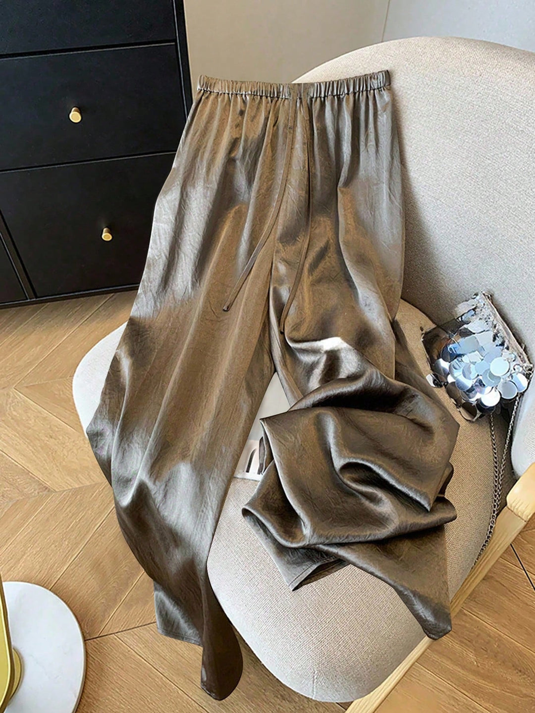 Shein Curve+ nadrág, barna
