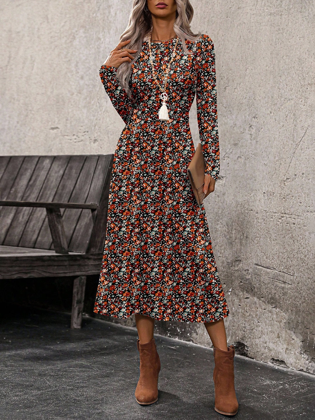 Rochie midi SHEIN, mix culori