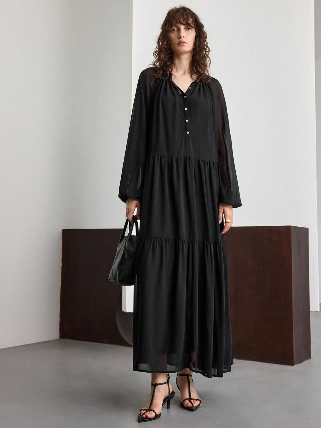 SHEIN maxi ruha, fekete