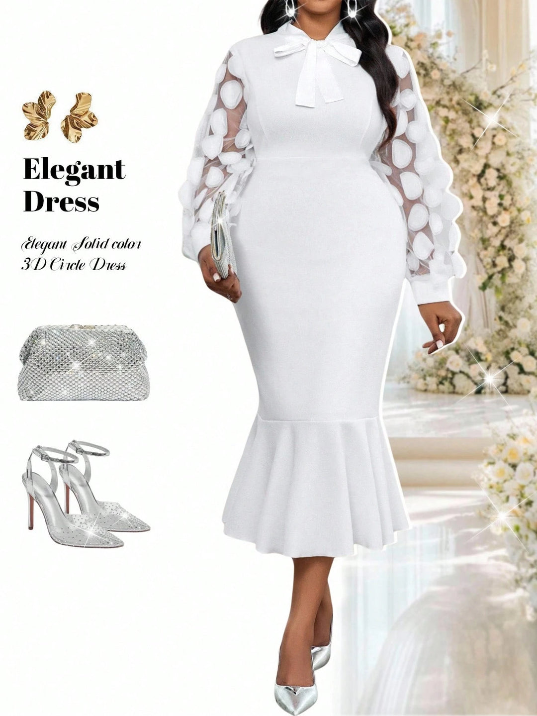 Rochie maxi Shein Curve+, alb