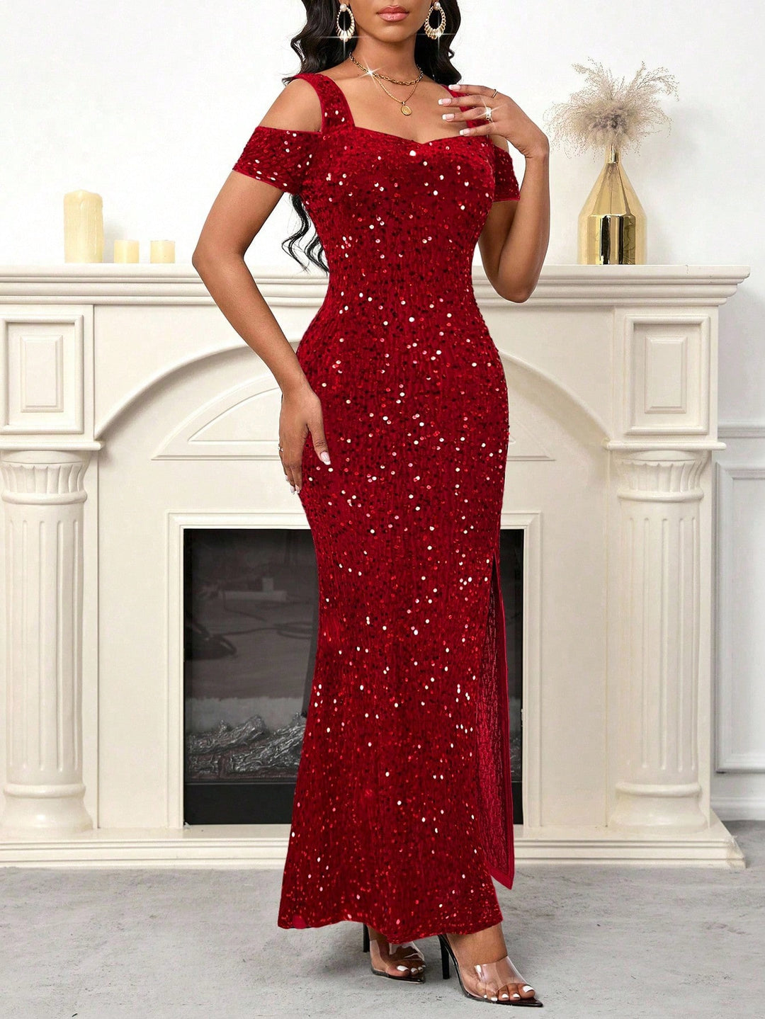 Rochie maxi SHEIN, vișiniu