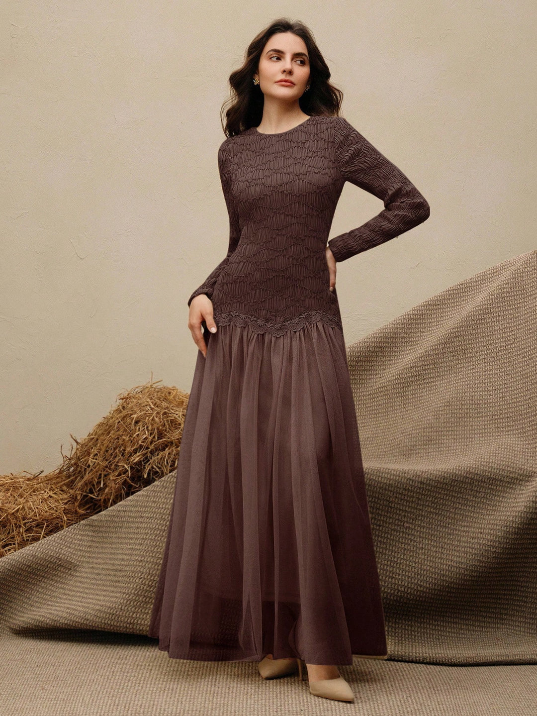 Rochie maxi SHEIN, maro