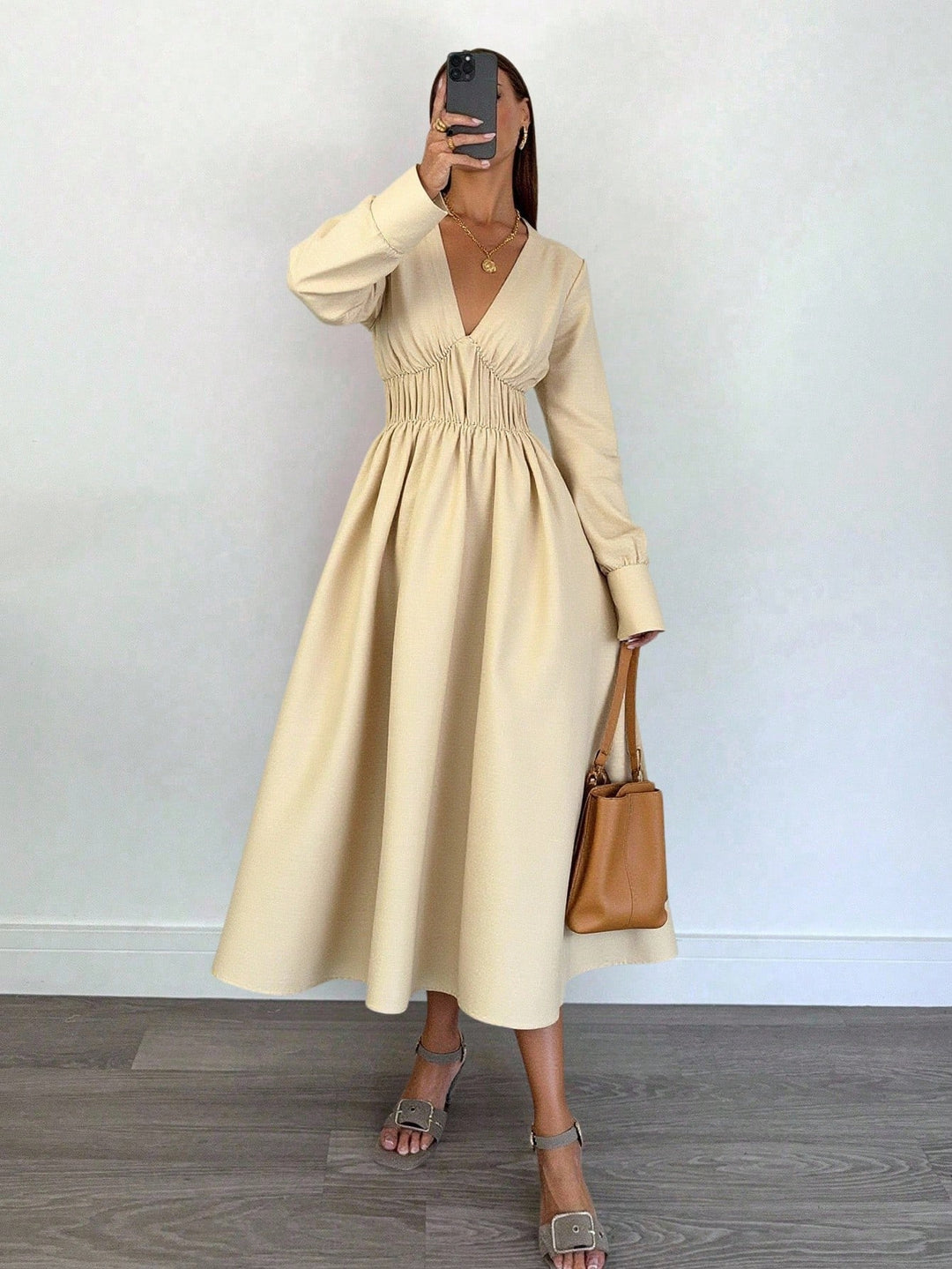 Rochie midi SHEIN, bej