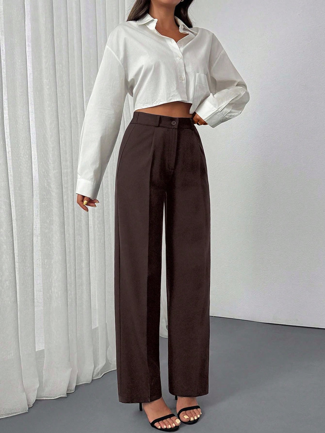 Pantaloni SHEIN, maro