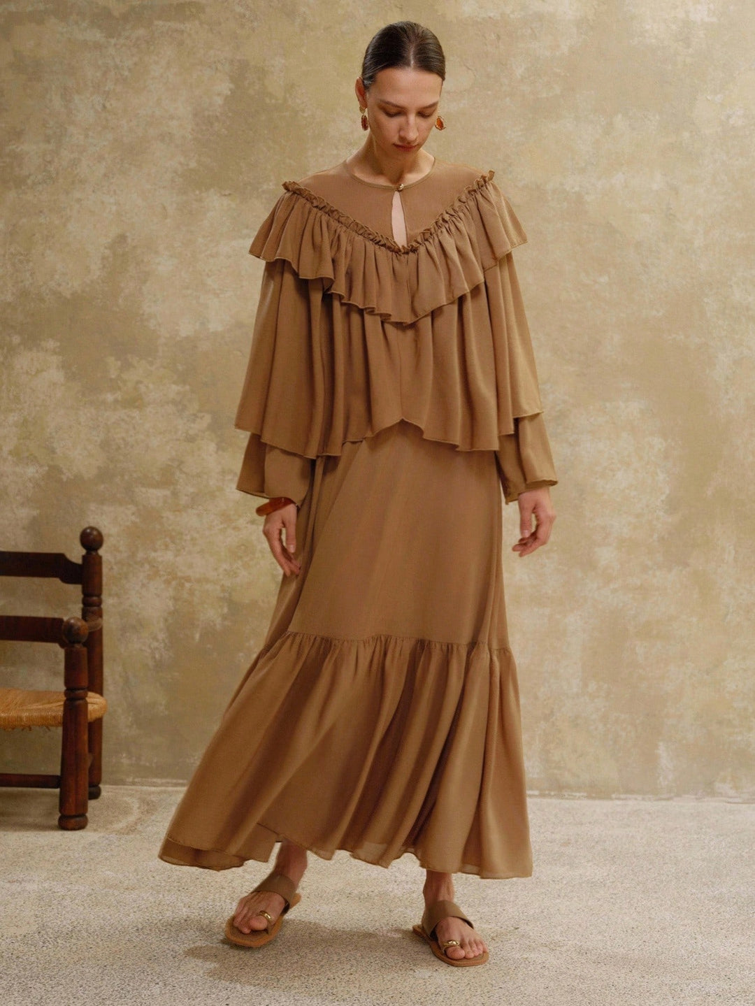 Rochie maxi SHEIN, kaki