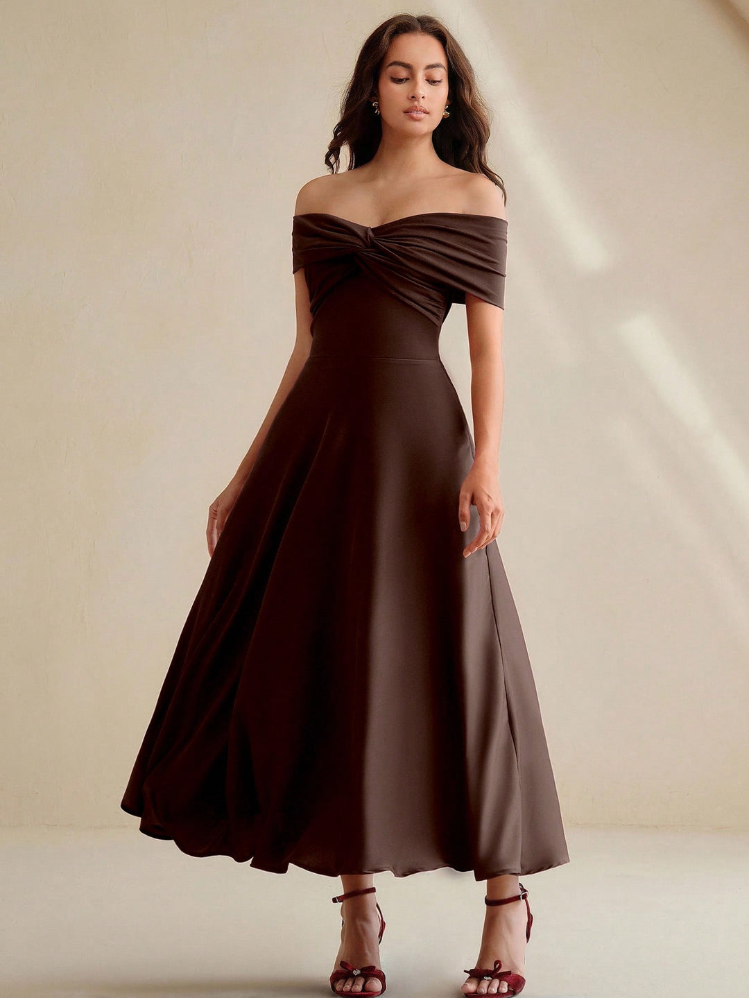 Rochie midi SHEIN, maro