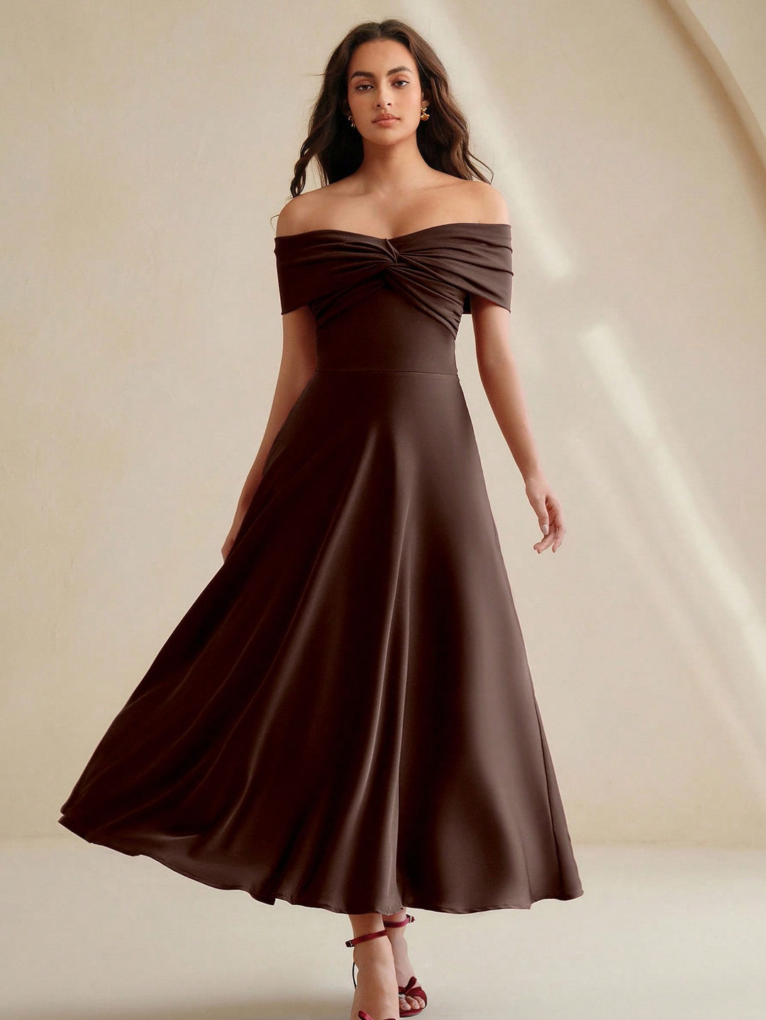Rochie midi SHEIN, maro