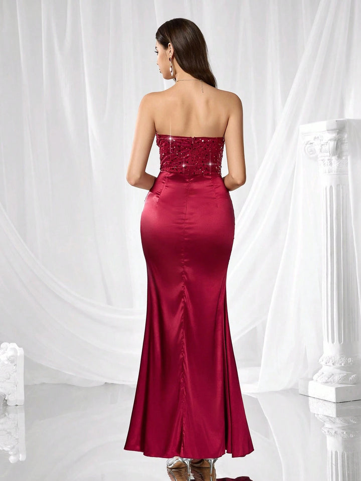 SHEIN maxi ruha, bordó