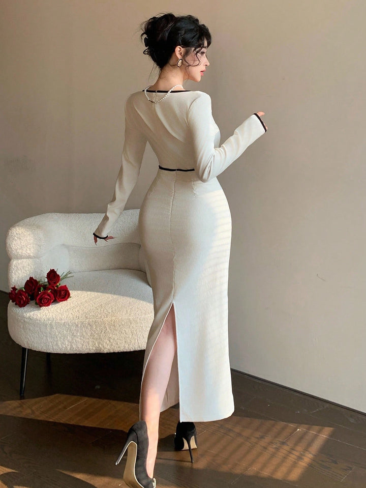 Rochie midi SHEIN,crem