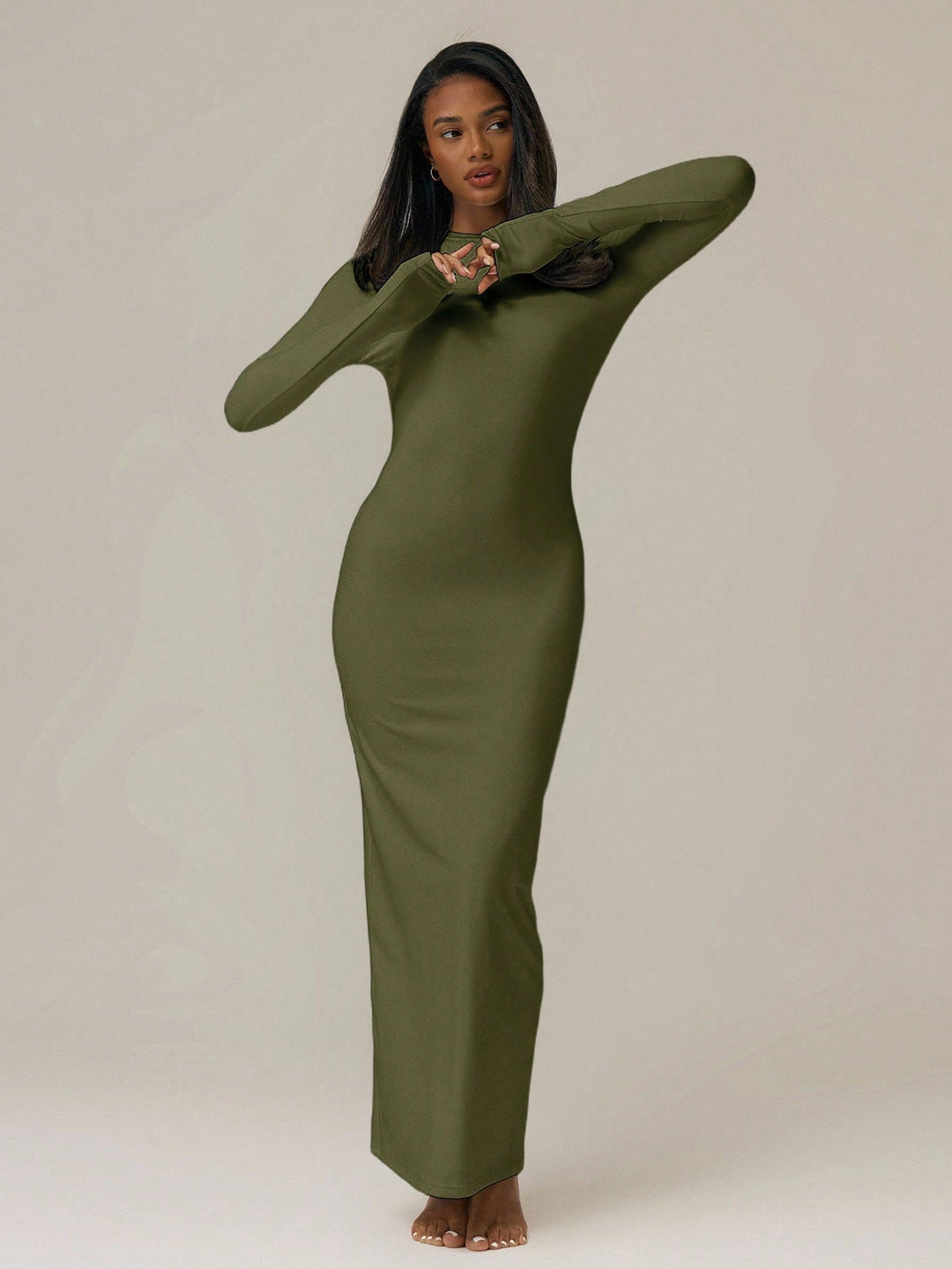 Rochie maxi SHEIN, kaki