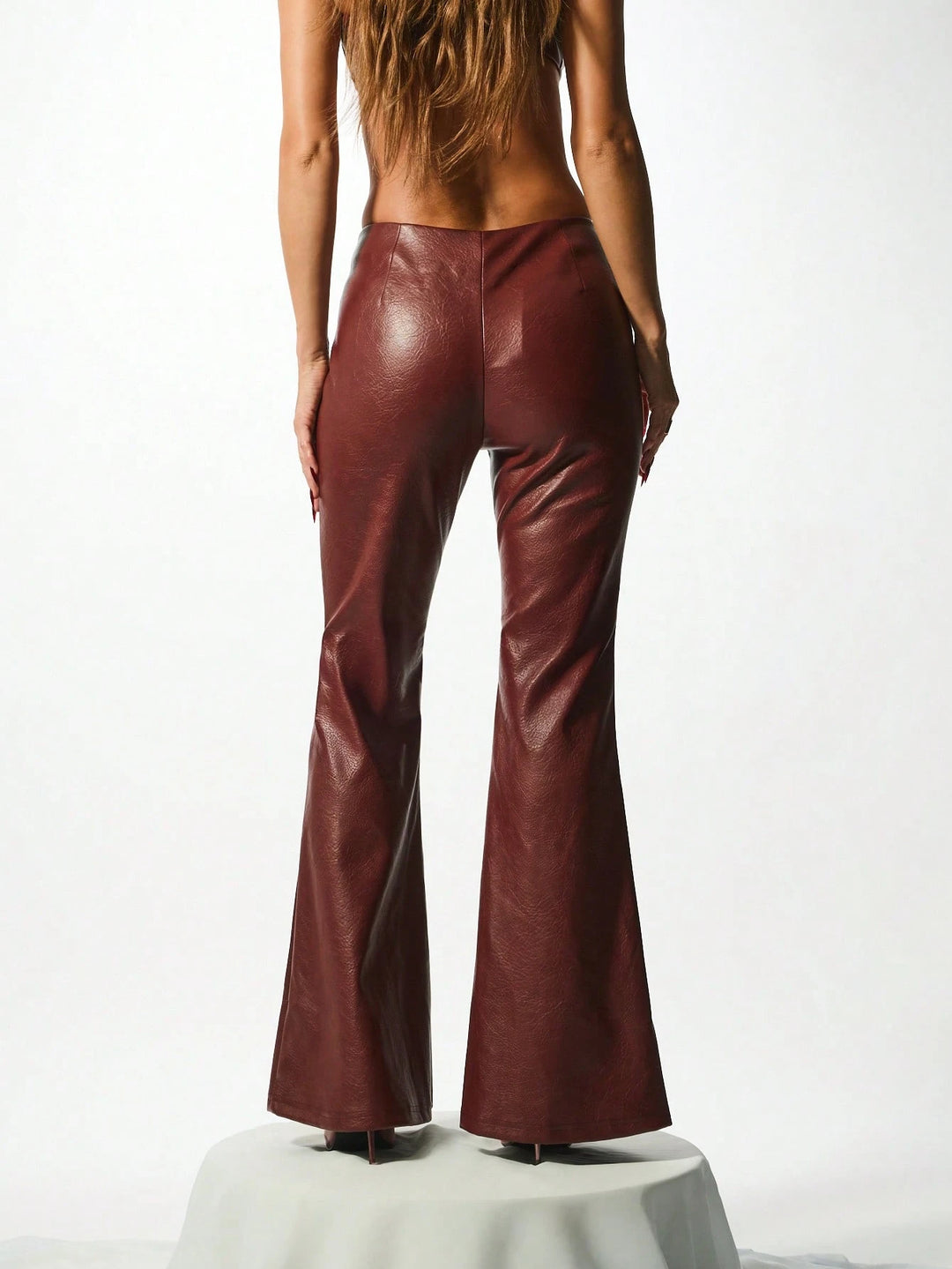 Pantaloni imitație piele SHEIN, maro