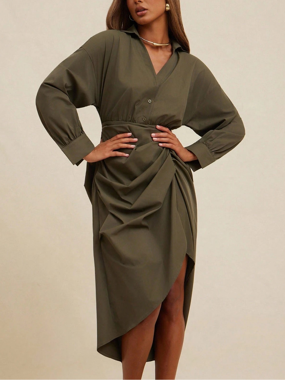 SHEIN midi ruha, khaki