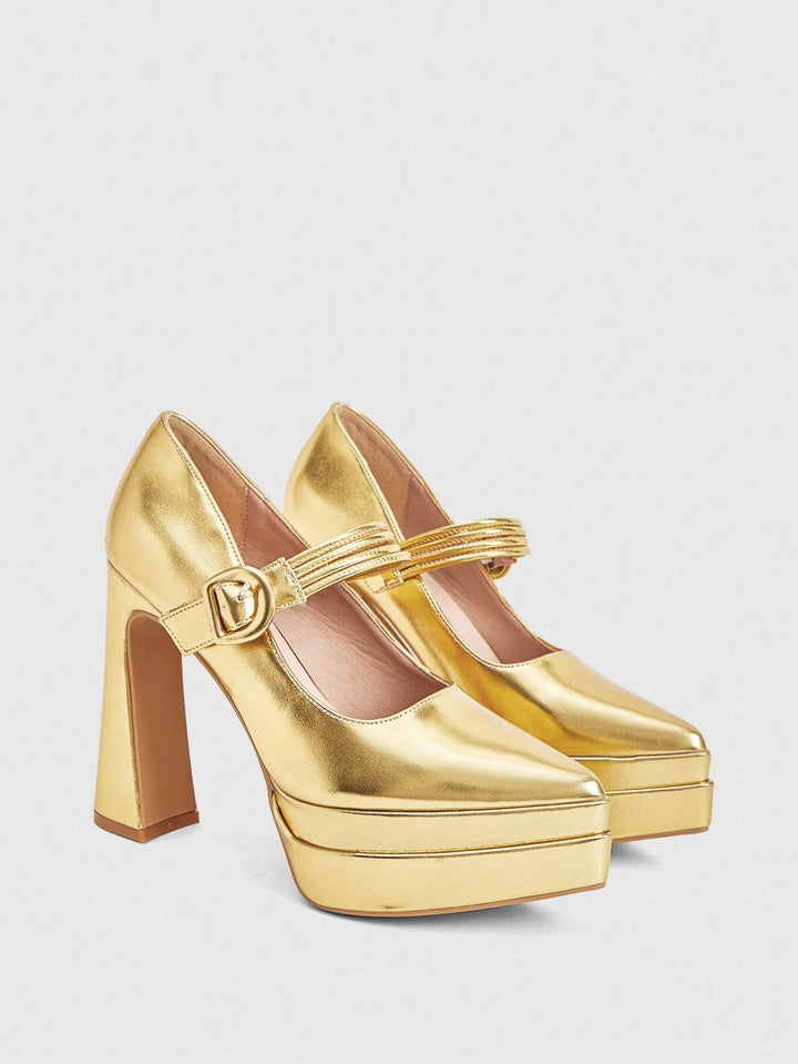 Pantofi cu toc SHEIN, auriu