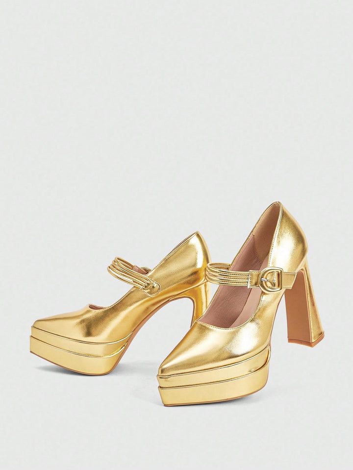 Pantofi cu toc SHEIN, auriu