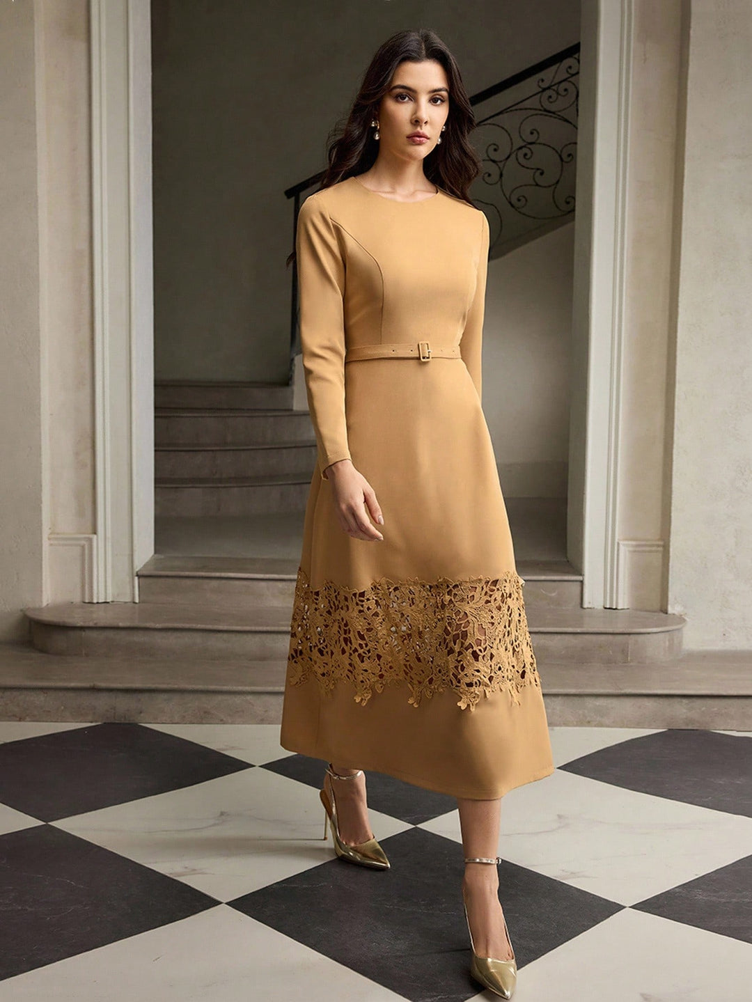 Rochie midi SHEIN, kaki