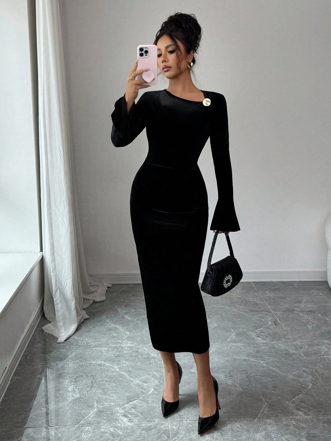 Rochie midi SHEIN, negru