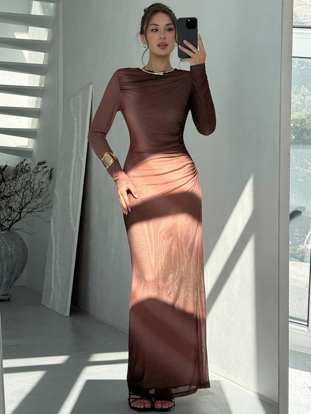 Rochie maxi SHEIN, maro