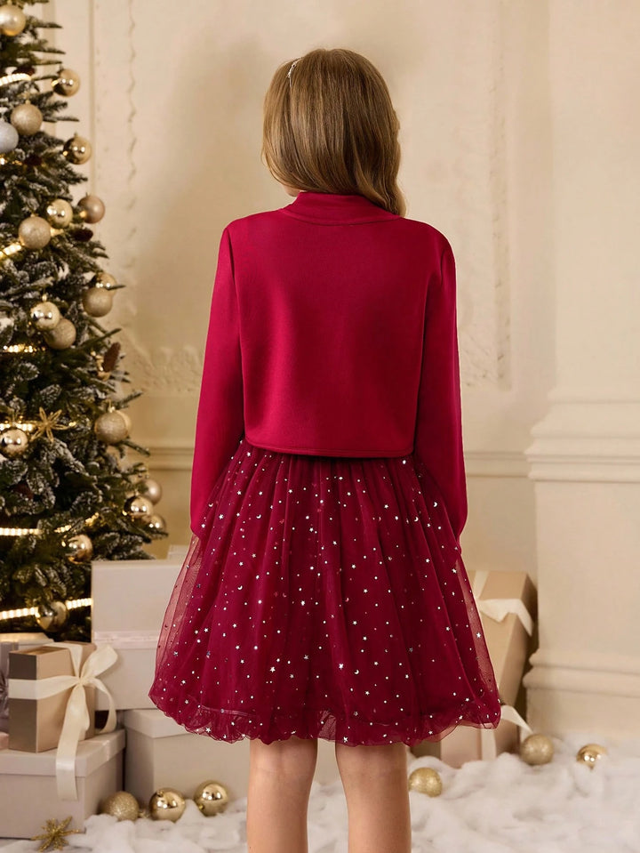 Set rochie și cardigan, vișiniu