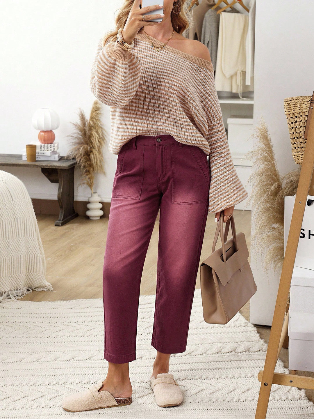 Jeans SHEIN, vișiniu