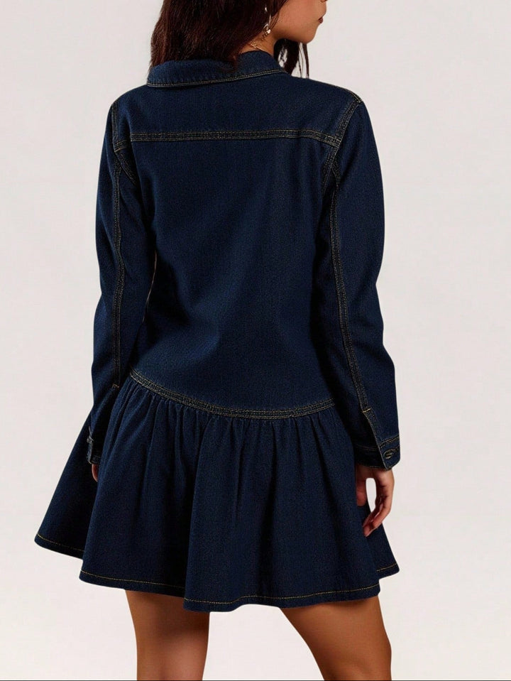 Shein, kék, mini farmerruha
