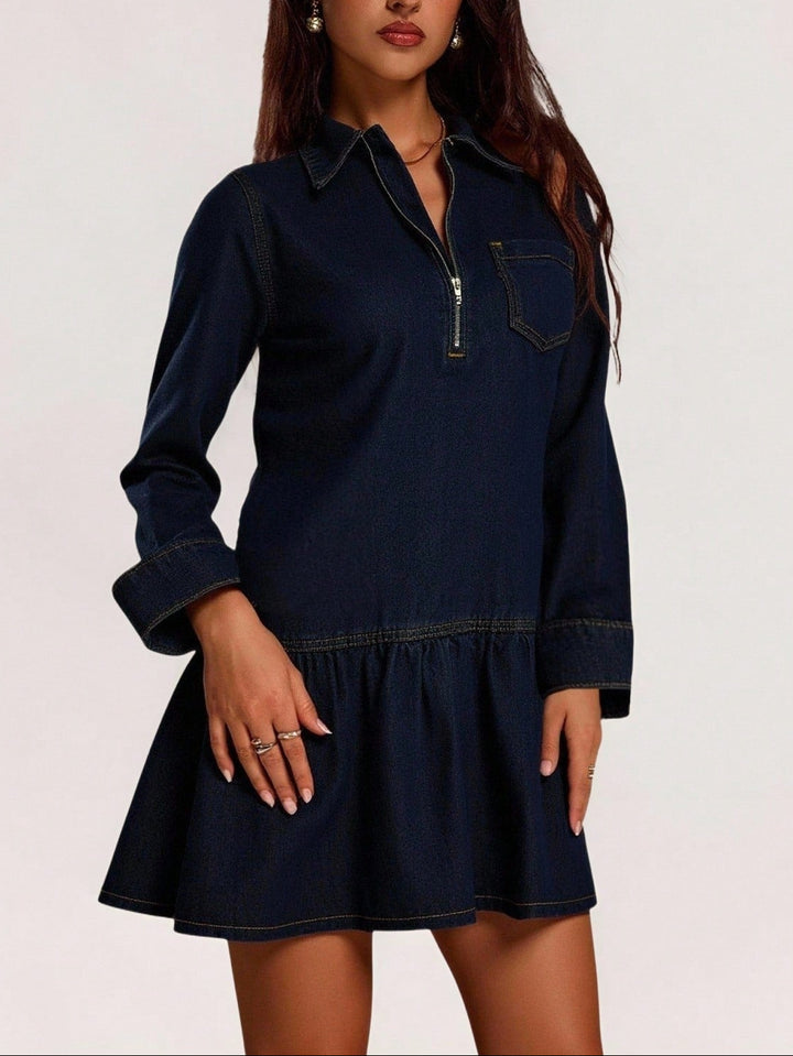 Shein, kék, mini farmerruha