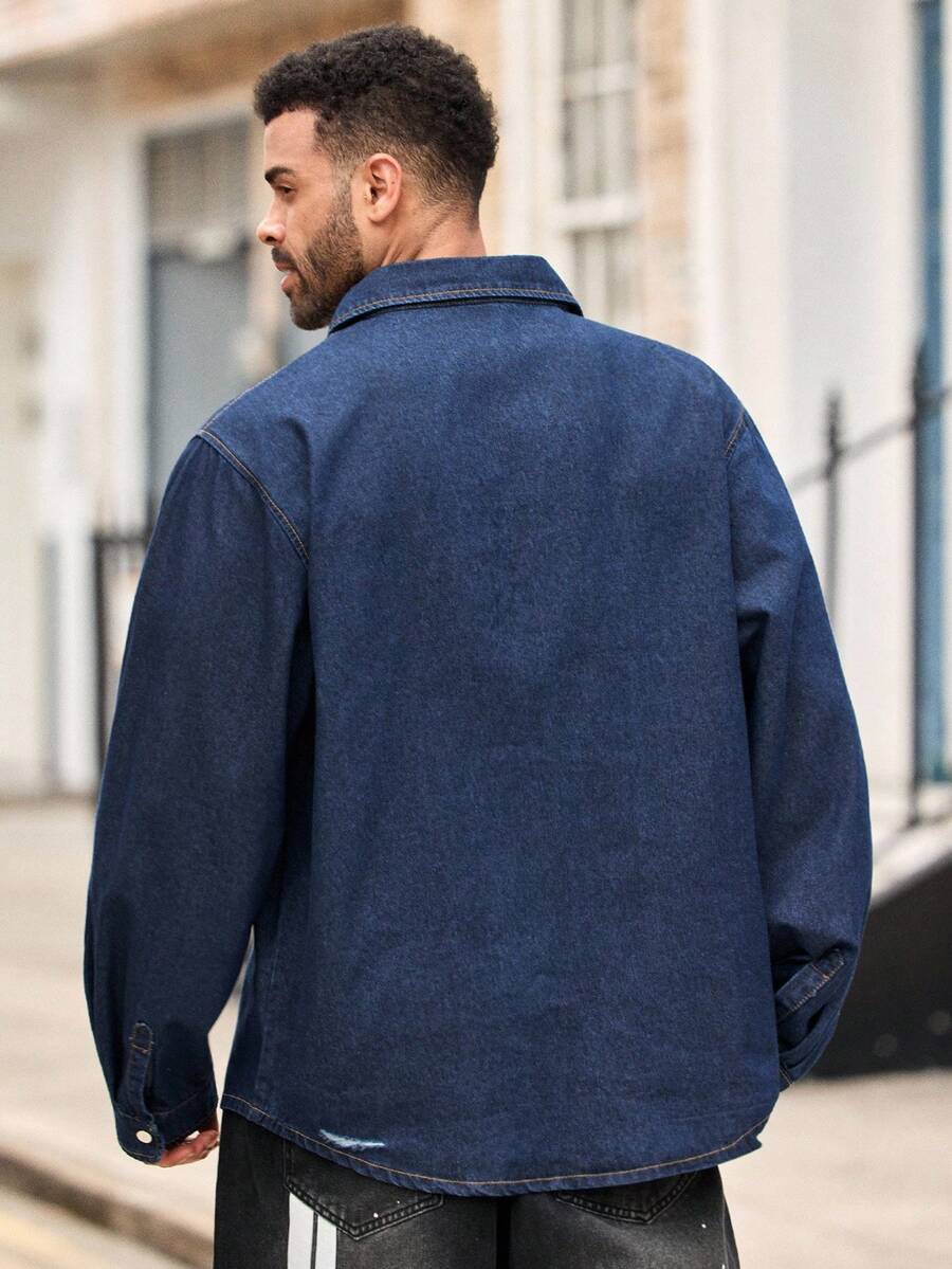 Cămașă din denim SHEIN, albastru