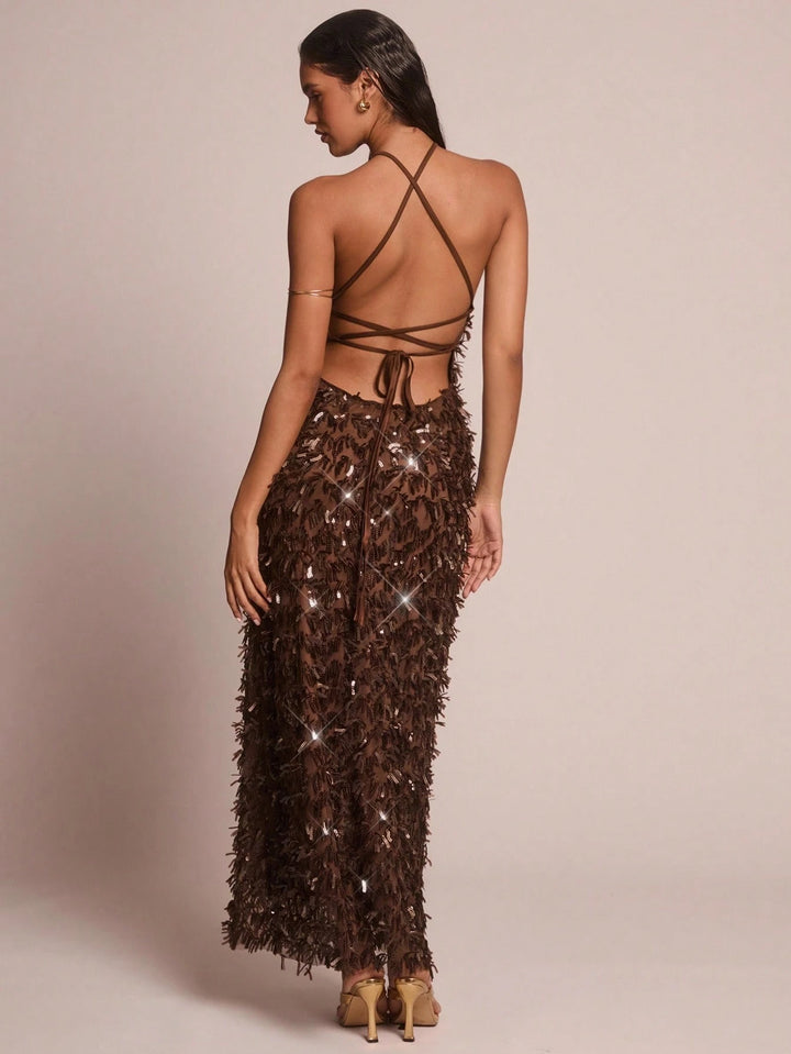 Rochie de ocazie SHEIN, maro