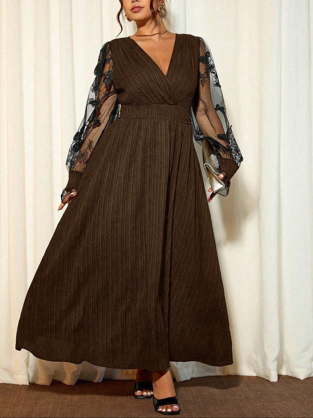 Rochie maxi Shein Curve+, maro