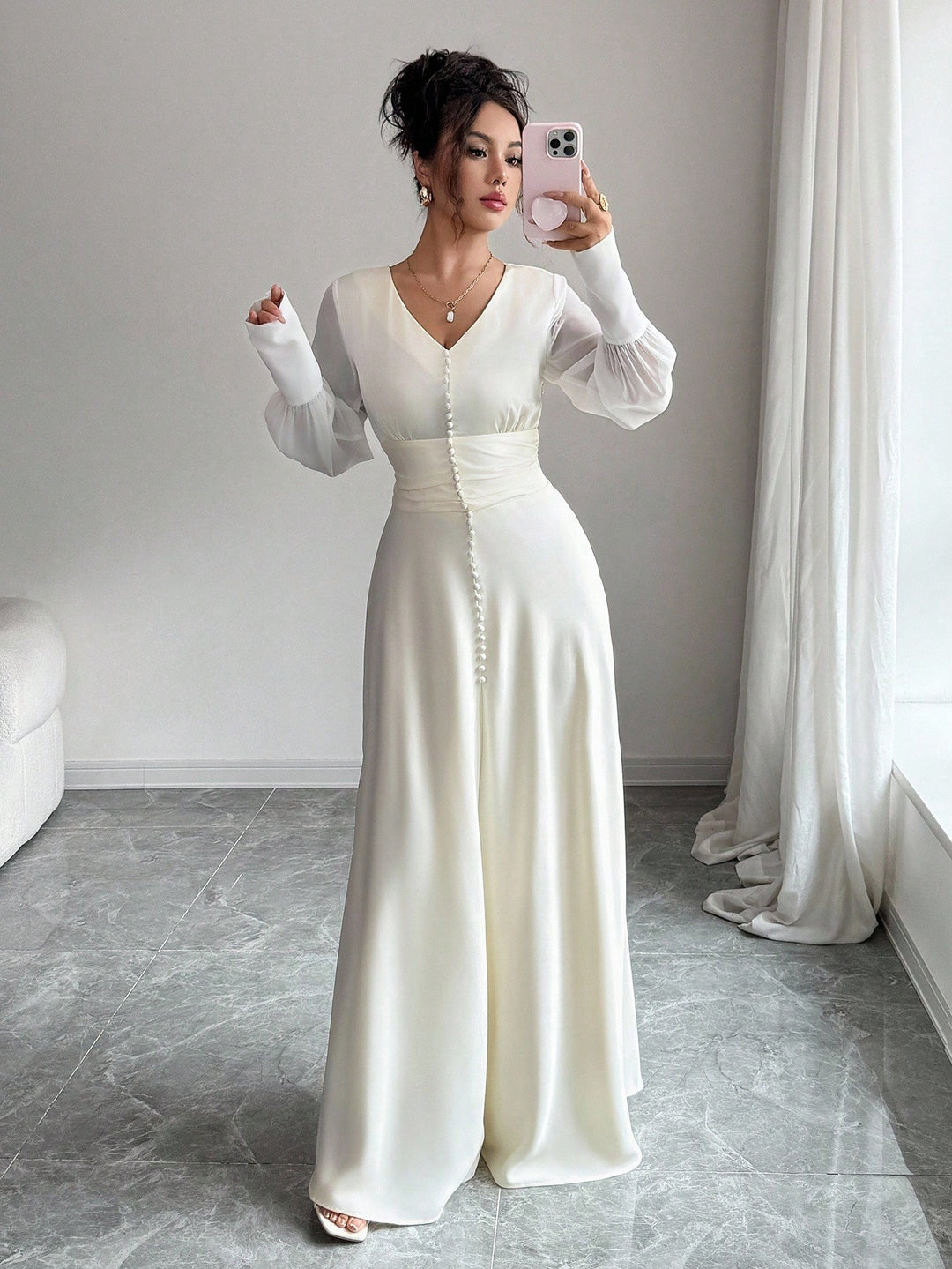 Rochie maxi SHEIN, bej