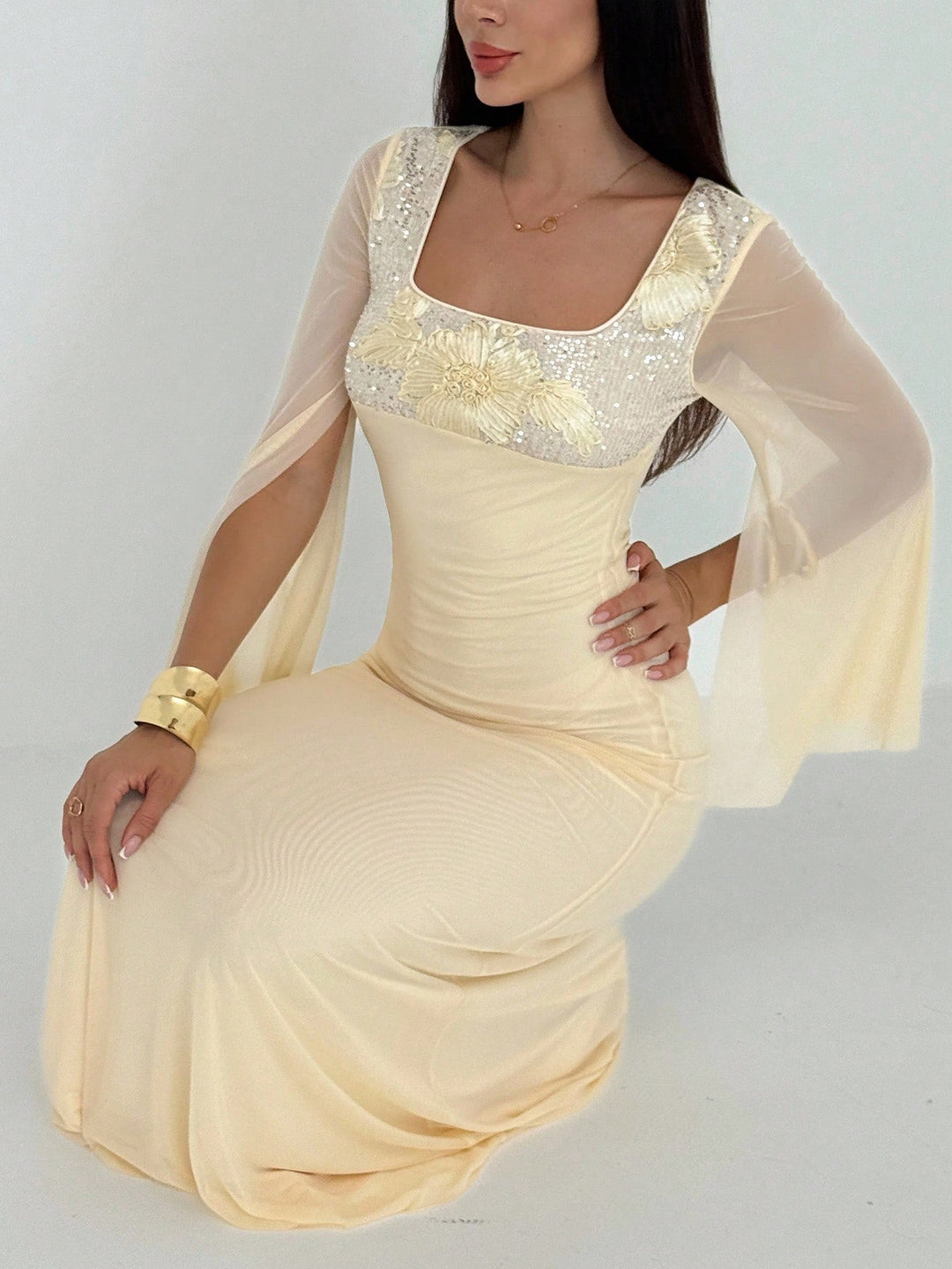 Rochie maxi SHEIN, bej