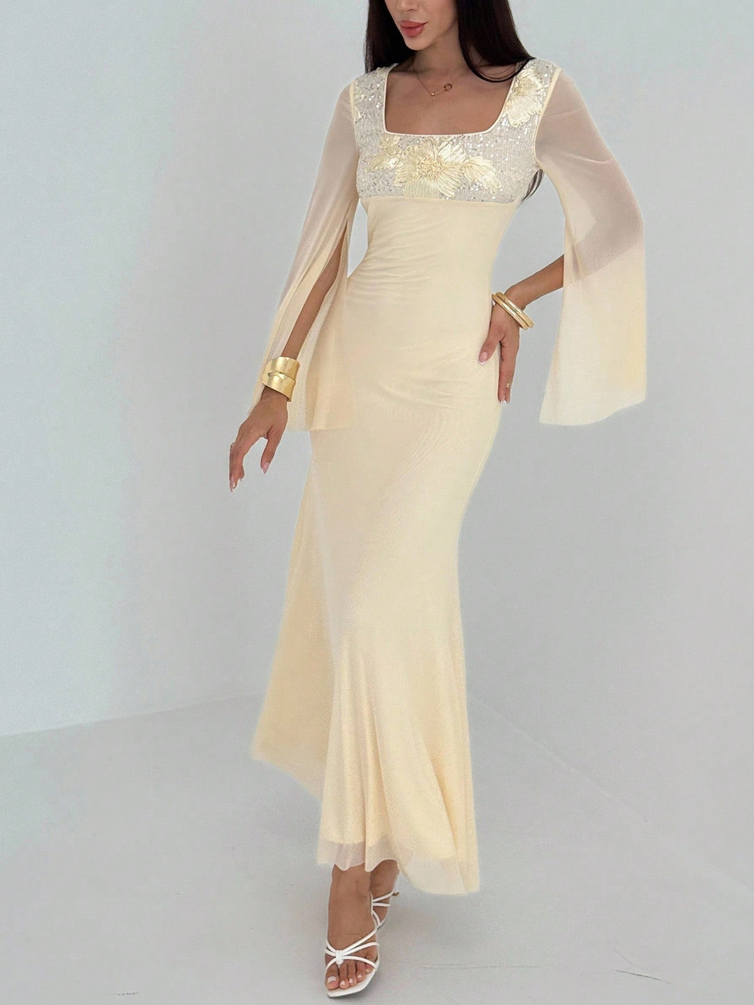Rochie maxi SHEIN, bej