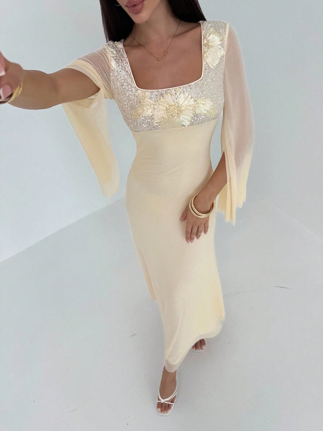 Rochie maxi SHEIN, bej