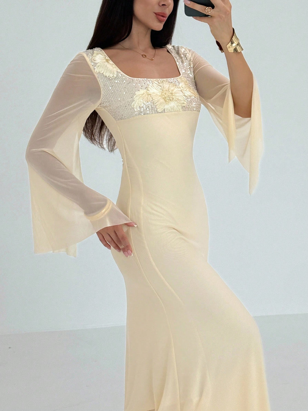 Rochie maxi SHEIN, bej