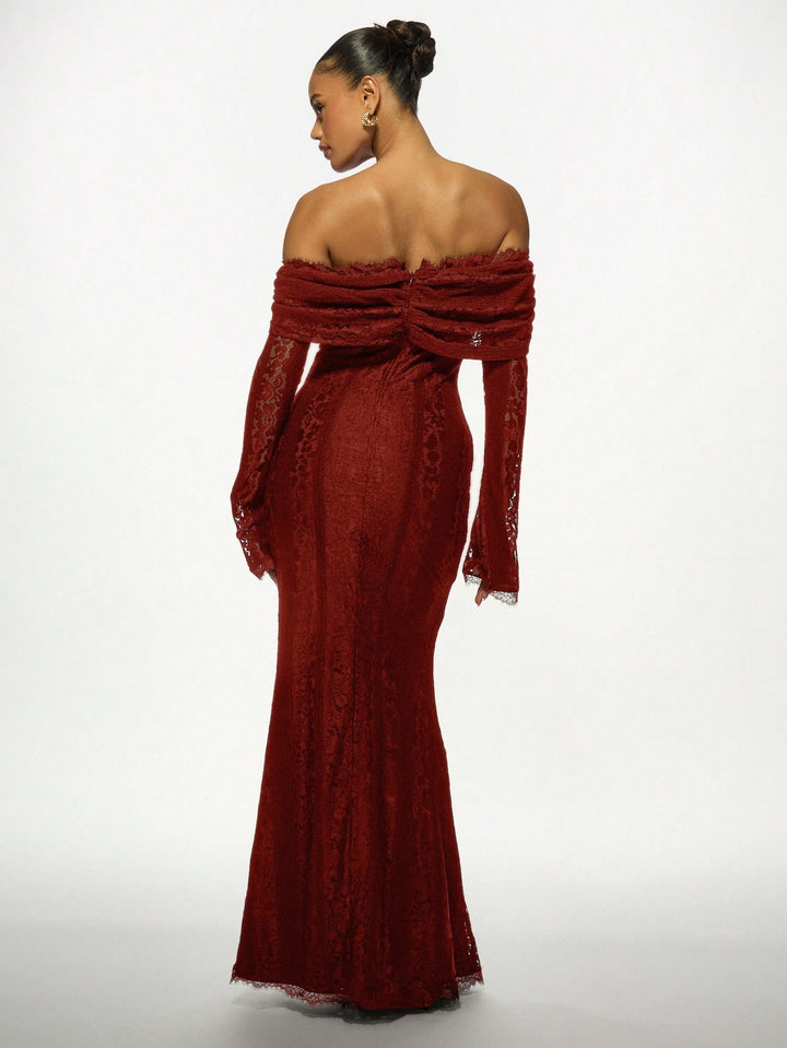 SHEIN bordó maxi ruha