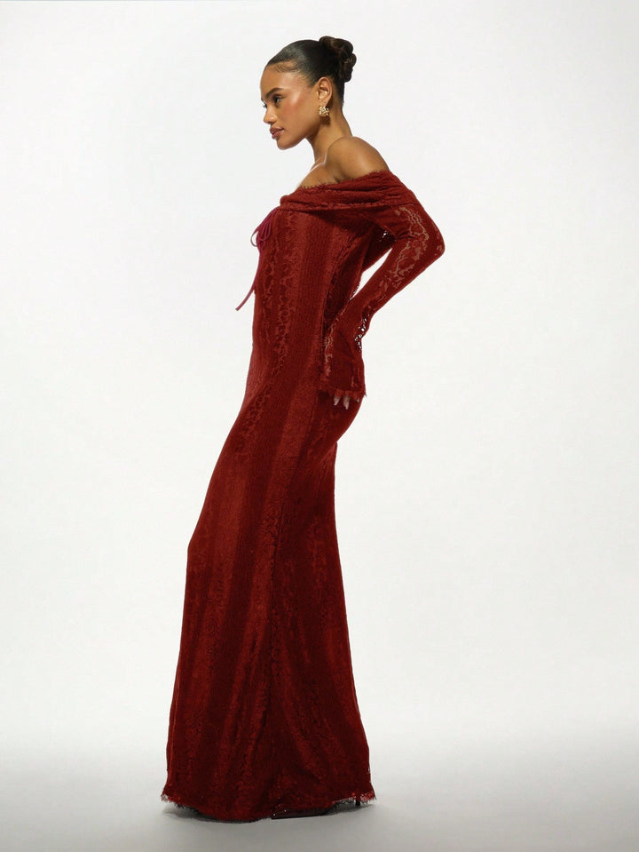SHEIN bordó maxi ruha