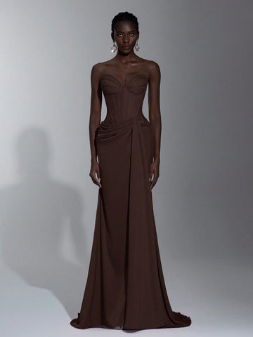Rochie de ocazie SHEIN, maro