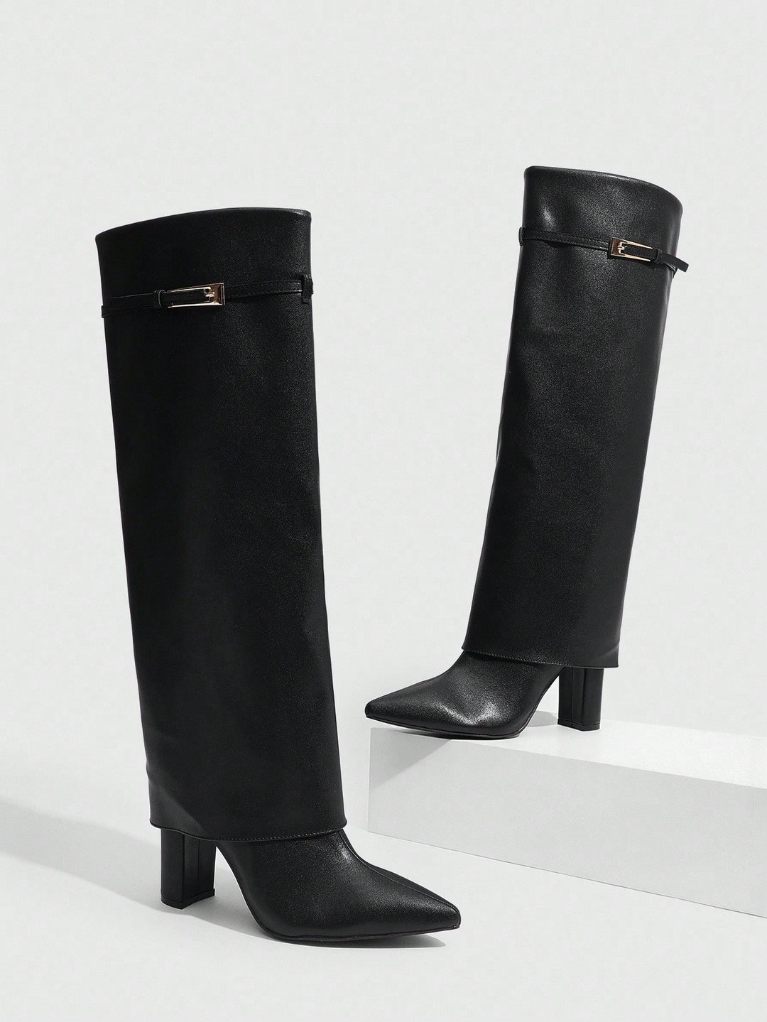 SHEIN magassarkú csizma, fekete
