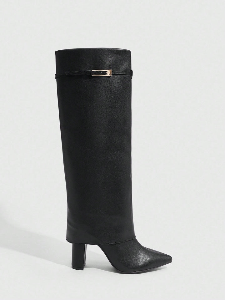 SHEIN magassarkú csizma, fekete