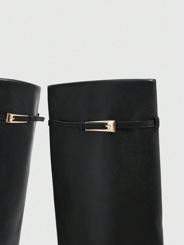 SHEIN magassarkú csizma, fekete