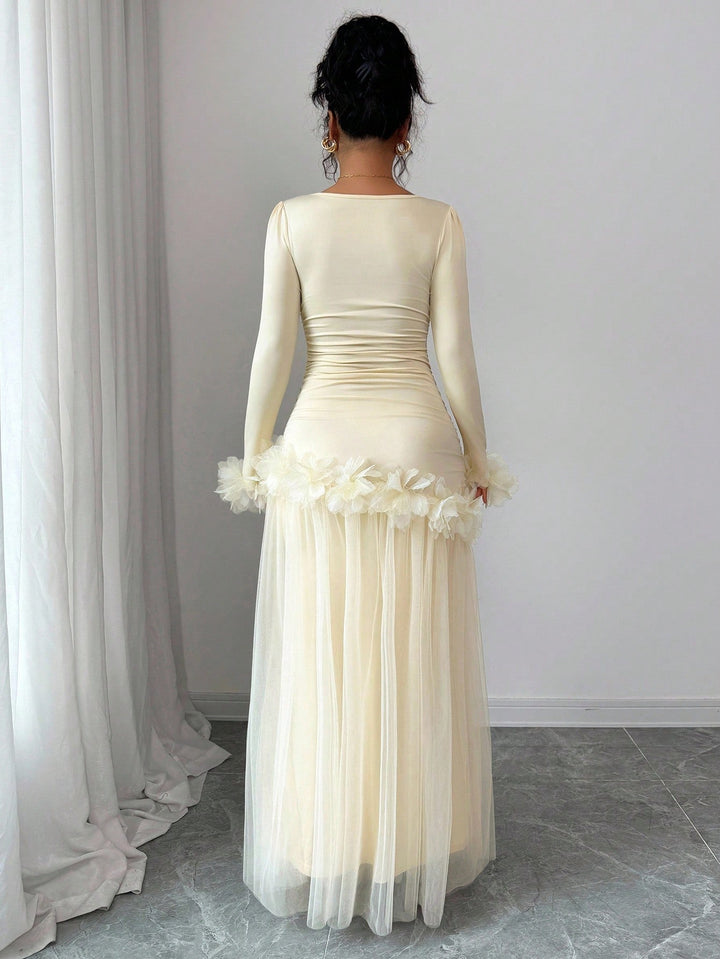 Rochie maxi SHEIN, crem