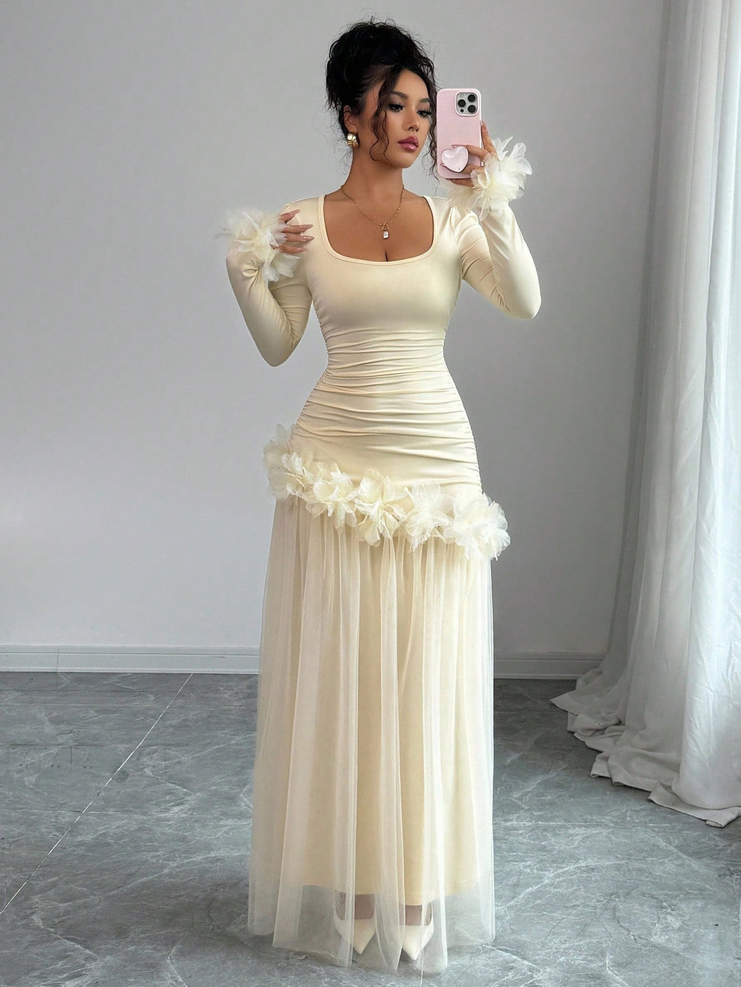 Rochie maxi SHEIN, crem