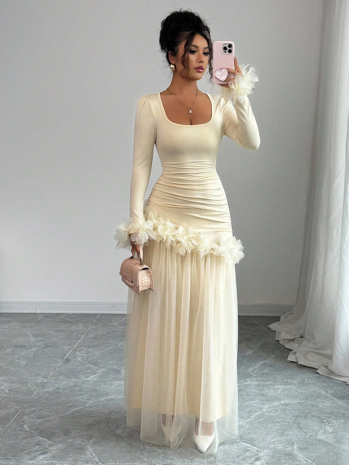 Rochie maxi SHEIN, crem