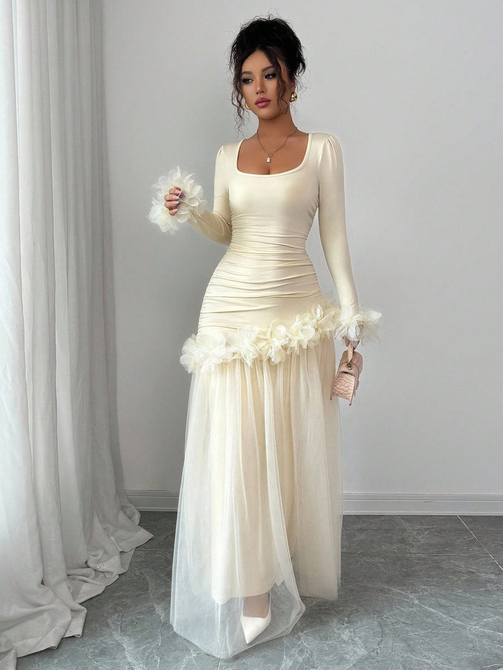 Rochie maxi SHEIN, crem