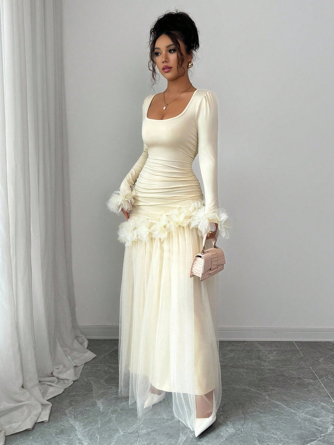 Rochie maxi SHEIN, crem