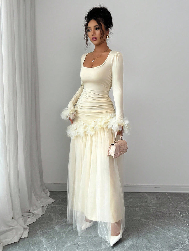 Rochie maxi SHEIN, crem