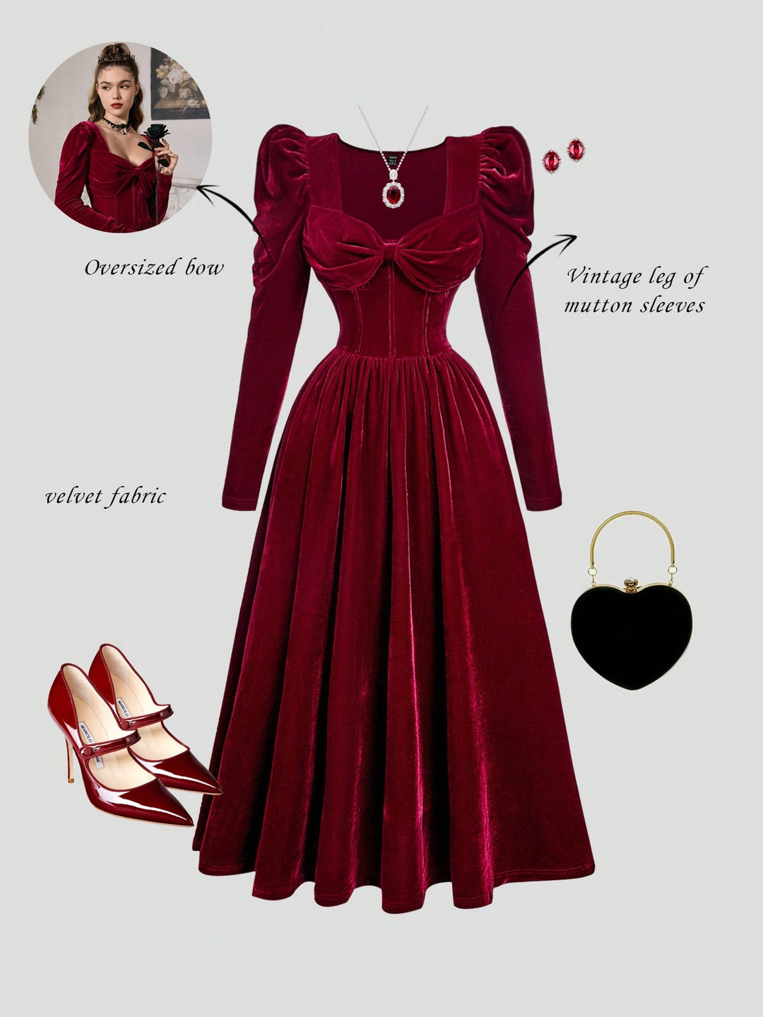 Rochie midi SHEIN, vișiniu
